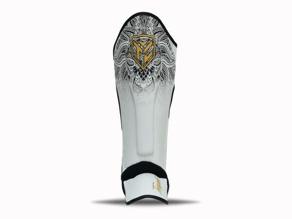 White lion shin guards side front