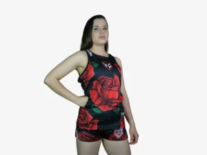 Tocayah Flower Tank Top - Black/Red