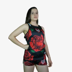 Tocayah Flower Tank Top - Black/Red
