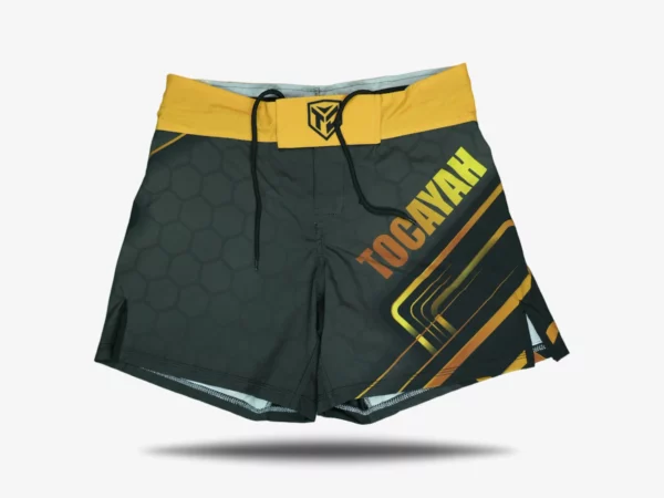 Tocayah octagon mma short gold and black 1