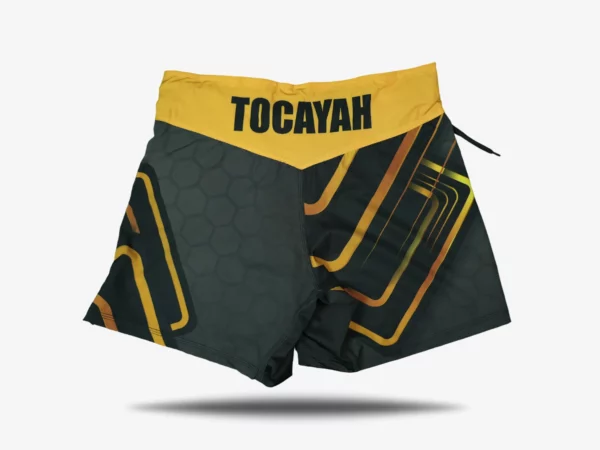 Tocayah octagon mma short gold and black 2